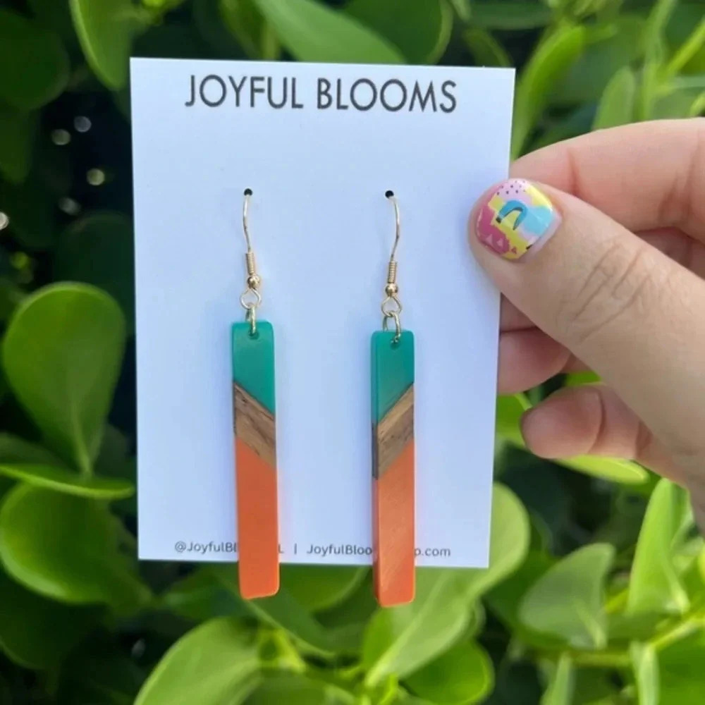 Color block geometric drop earrings |‎ boho style earrings